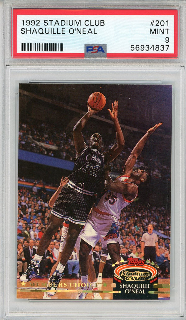 Shaquille O'Neal 1992 Topps Stadium Club Member's Choice Rookie Card #201 (PSA)