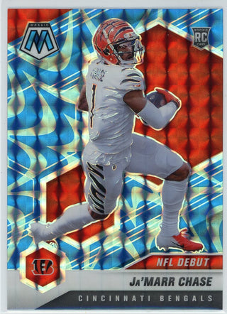 Ja'Marr Chase 2021 Panini Mosaic NFL Debut  Blue Prizm Rookie Card #247