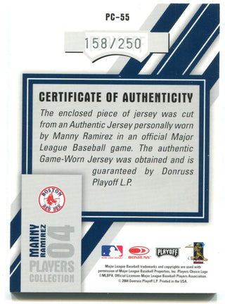 Manny Ramirez 2002 Donruss Game Worn Jersey Card 355/400