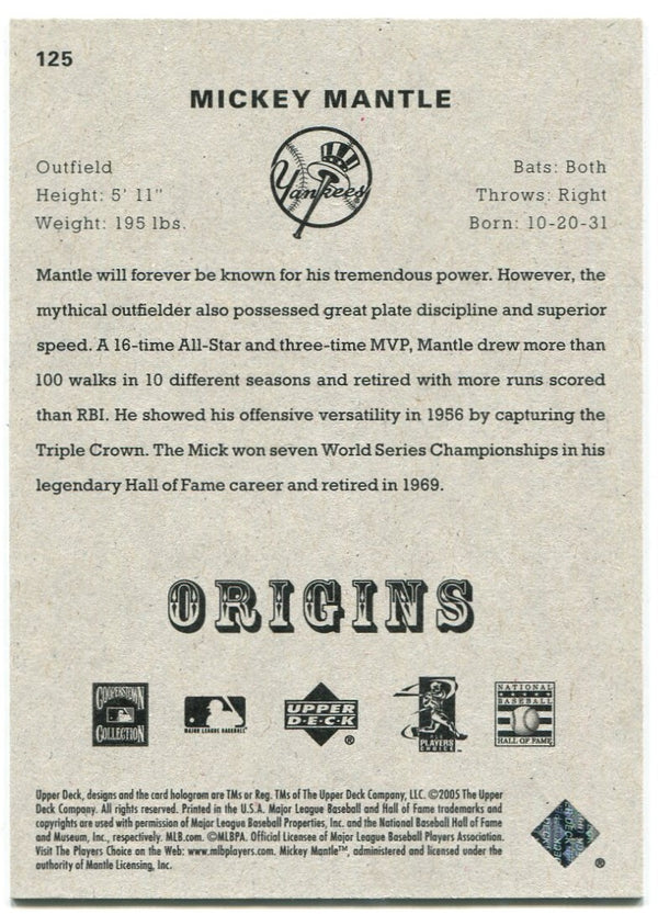2005 Upper Deck Origins Micky Mantle
