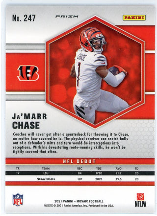 Ja'Marr Chase 2021 Panini Mosaic NFL Debut  Blue Prizm Rookie Card #247