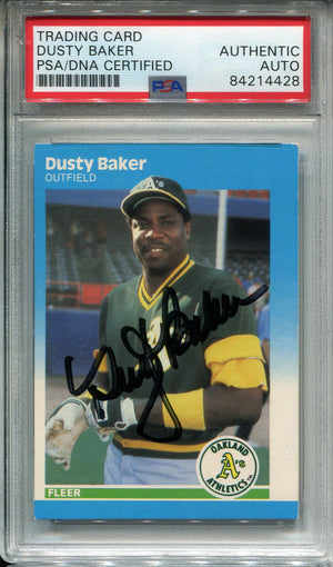 Dusty Baker Autographed 1987 Fleer Card #387 (PSA)