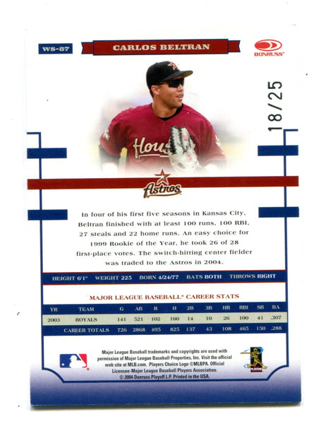 Carlos Beltran 2004 Donruss World Series #WS87 Autographed Card /25