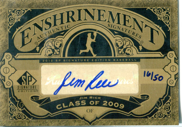 Jim Rice 2012 Enshrinement Upper Deck Autographed Card 16/50