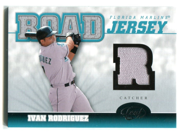 Ivan Rodriguez Road Florida Marlins Authentic Game Used Jersey Card Leaf #RJ-7