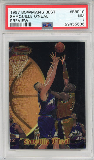 Shaquille O'Neal 1997 Bowman's Best Preview Card #BBP10 (PSA NM 7)