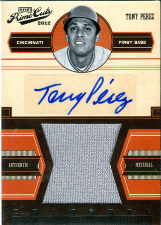 Tony Perez 2012 Panini Prime Cuts Game Used Patch Autographed Card 21/25