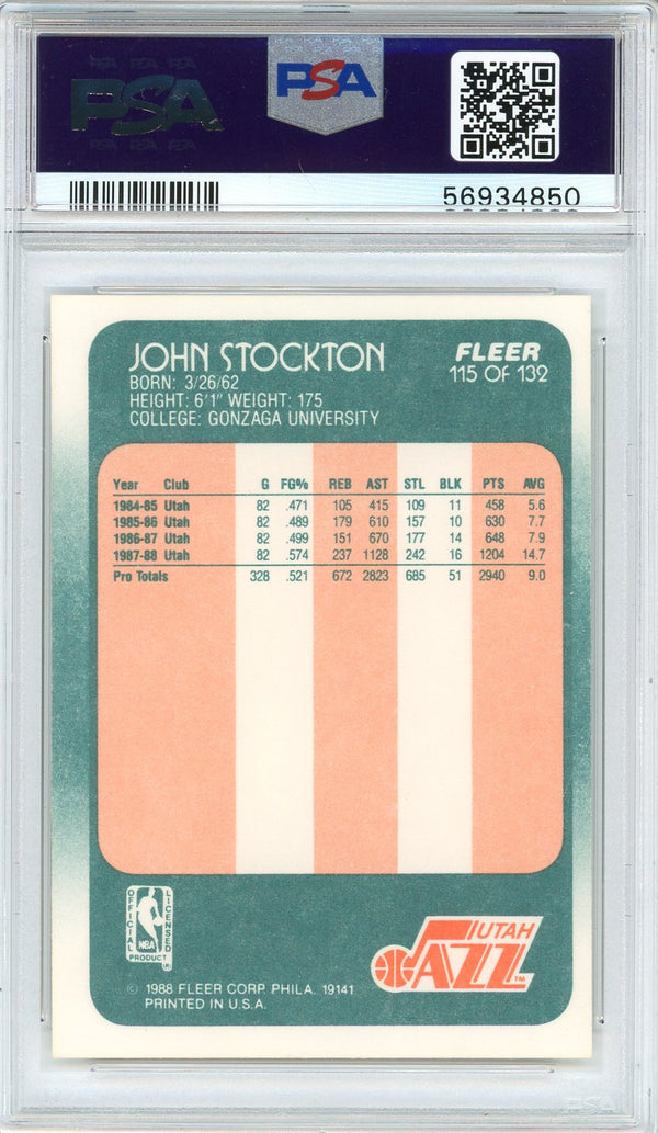 John Stockton 1988 Fleer Rookie Card #115 (PSA)