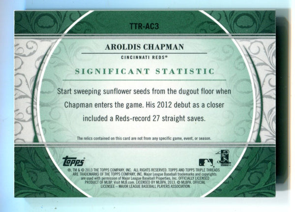 Aroldis Chapman 2013 Topps Triple Threads Game Over #TTRAC3 Jersey Card /18