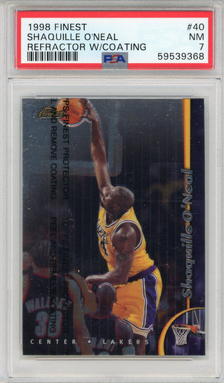Shaquille O'Neal 1995 Topps Finest Refractor w/ Coating Card #40 (PSA NM 7)