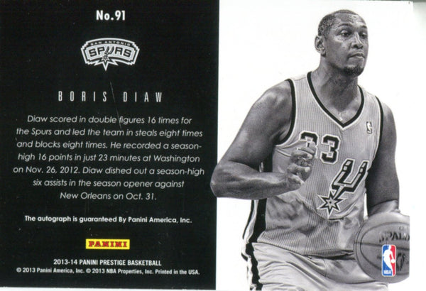 Boris Diaw 2013 Prestige Autographed Card