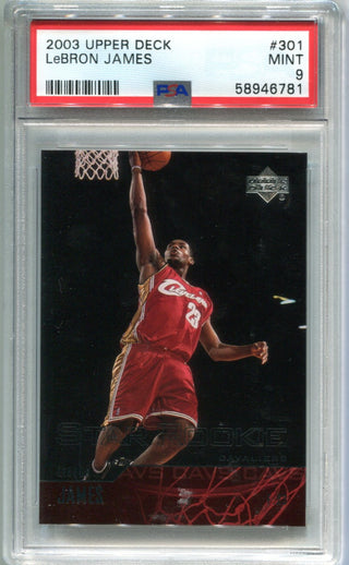 LeBron James 2003 Upper Deck #301 PSA Mint 9 Card