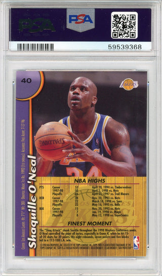 Shaquille O'Neal 1995 Topps Finest Refractor w/ Coating Card #40 (PSA NM 7)