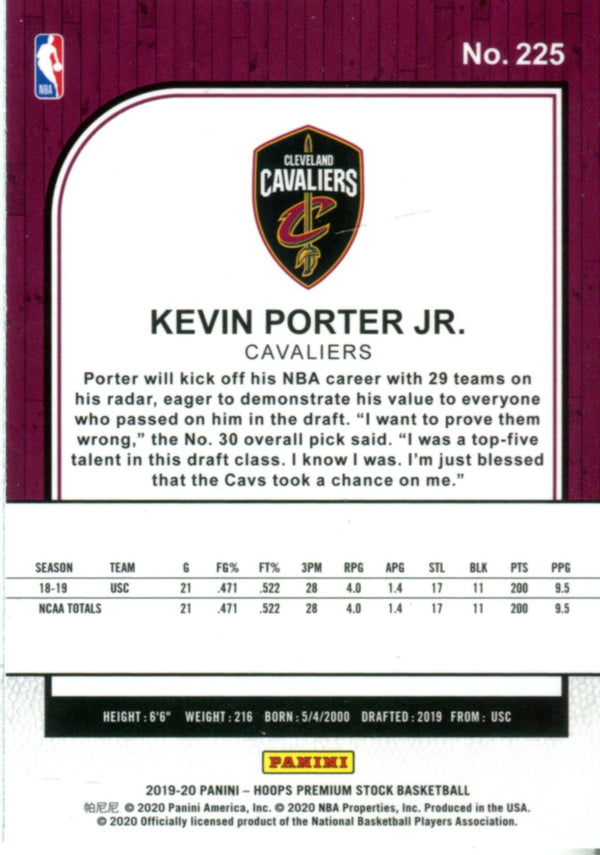 Kevin Porter Jr 2019 Hoops Premium Stock Rookie Card