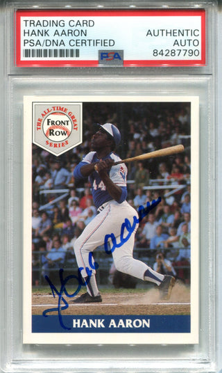 Hank Aaron Autographed 1992 Front Row Card (PSA)