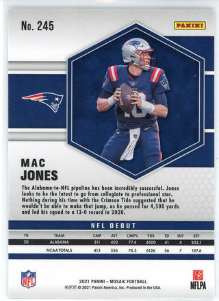 Mac Jones 2021 Panini Mosaic NFL Debut Rookie Card #245