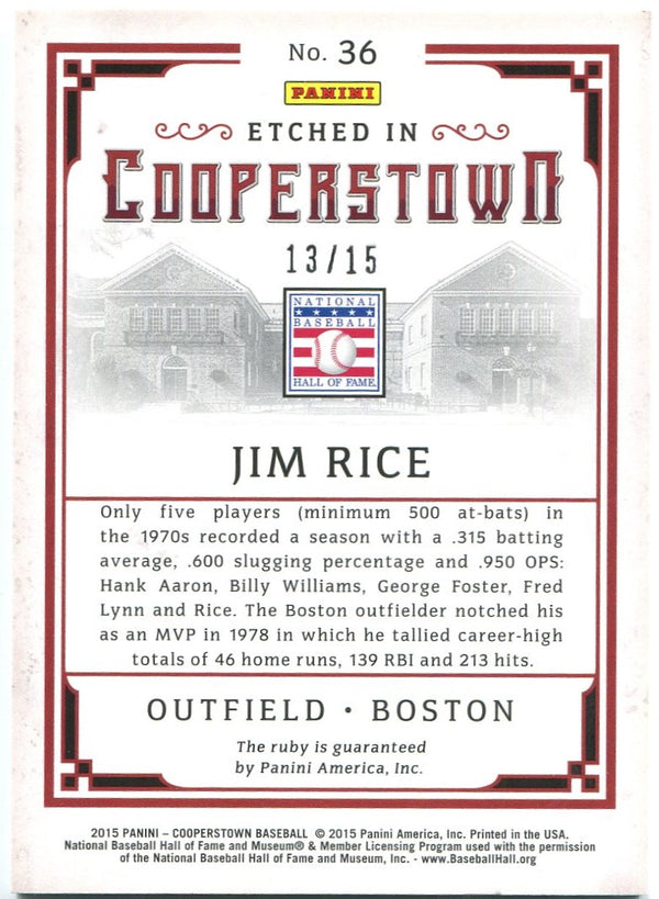 Jim Rice Etched in Cooperstown Panini 13/15