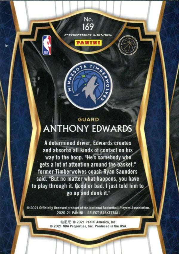 Anthony Edwards 2020 Panini Select Premier Level Rookie Card #169