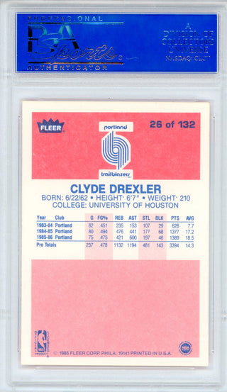 Clyde Drexler 1986 Fleer Card #26 (PSA NM-MT 8)
