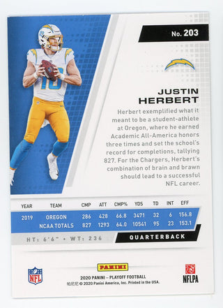 Justin Herbert 2020 Panini Playoff #203 RC