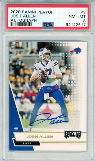 Josh Allen Autographed 2020 Panini Playoff Card #205 (PSA NM-MT 8)