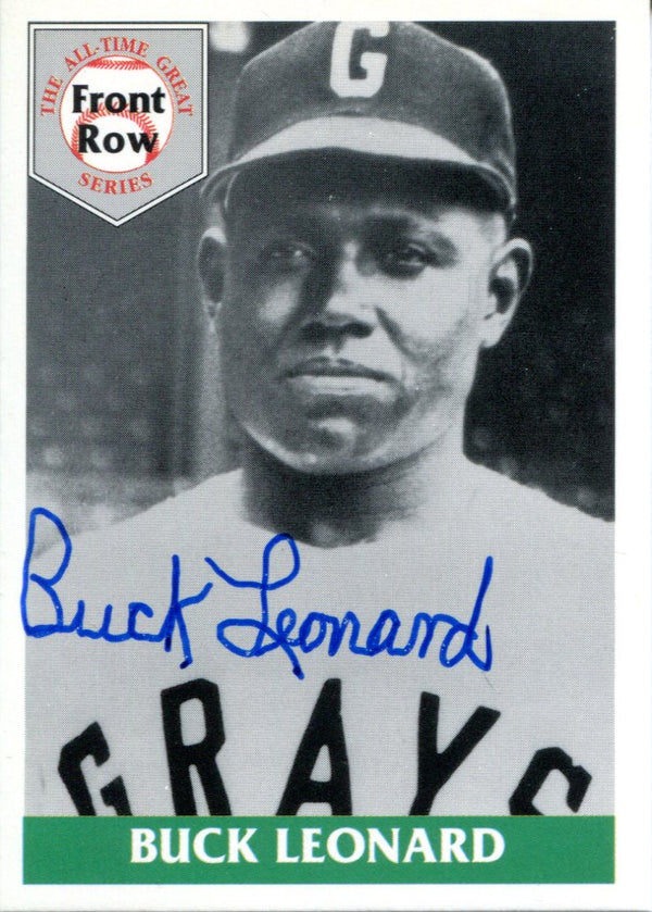 Buck Leonard Autographed 1992 Front Row Card (JSA)