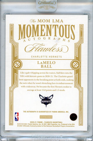 LaMelo Ball Autographed 2020-21 Panini Flawless Momentous Rookie Card #MOM-LMA