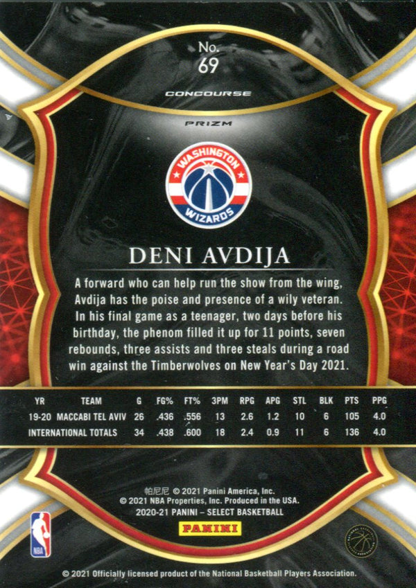 Deni Avdija 2020 Panini Select Concourse Silver Rookie Card #69