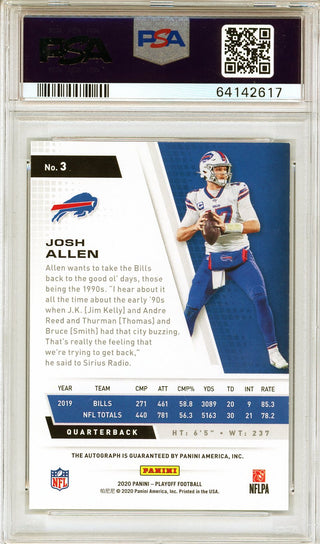 Josh Allen Autographed 2020 Panini Playoff Card #205 (PSA NM-MT 8)