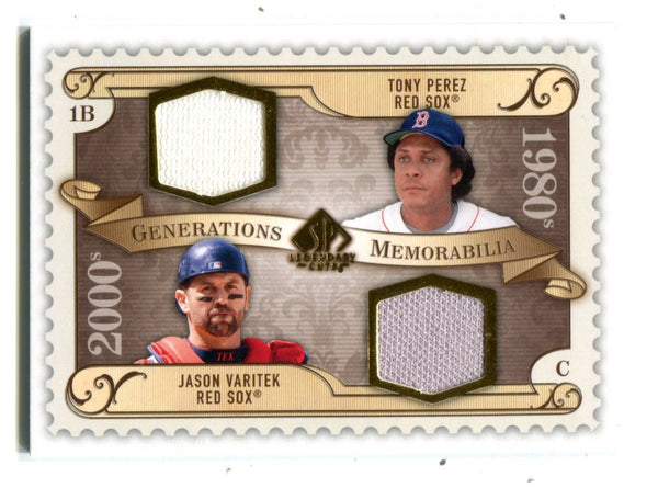 Tony Perez/Jason Varitek 2009 Upper Deck SP Generations Memorabilia Card