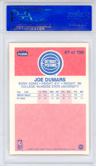 Joe Dumars 1986 Fleer Card #27 (PSA Mint 9)