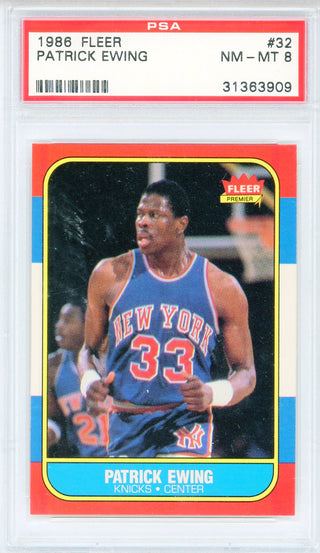 Patrick Ewing 1986 Fleer Card #32 (PSA NM-MT 8)