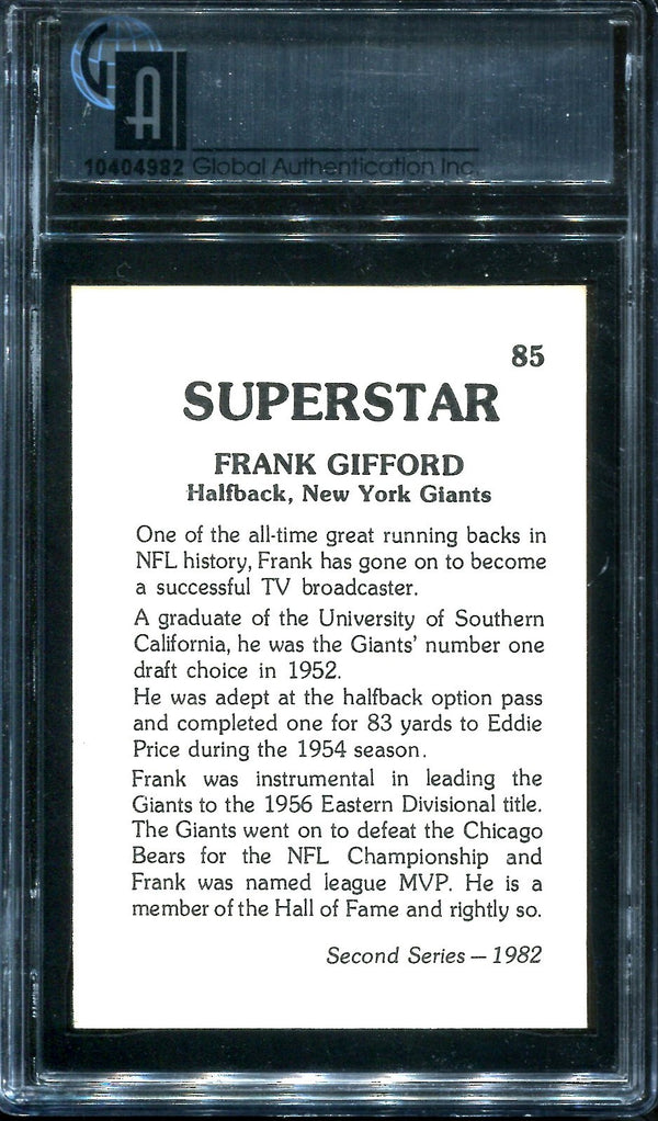 Frank Gifford 1982 Superstar GAI Certified Autographed Card
