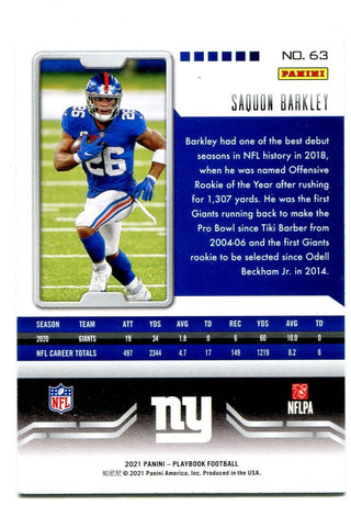 Saquon Barkley 2021 Panini Playbook
