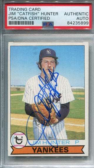Jim "Catfish" Hunter Autographed Baseball Card (PSA)