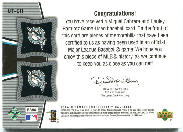Miguel Cabrera Hanley Ramirez Ultimate Tandem Jersey Card 11/35