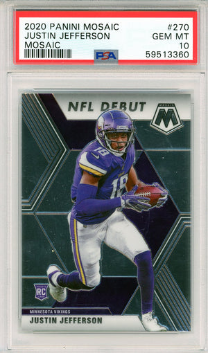 Justin Jefferson 2020 Panini Mosaic NFL Debut Rookie Card #270 (PSA Gem MT 10)