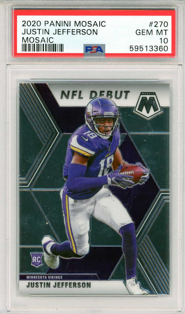 Signed Justin Jefferson Vikings Football Slabbed Rookie Card