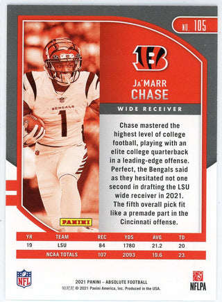 Ja'Marr Chase 2021 Panini Absolute Rookie Card #105
