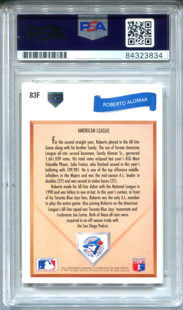Roberto Alomar Upper Deck 1991 #83F (PSA Authentic) Autographed Card
