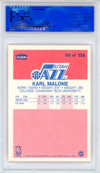 Karl Malone 1986 Fleer Card #68 (PSA Mint 9)