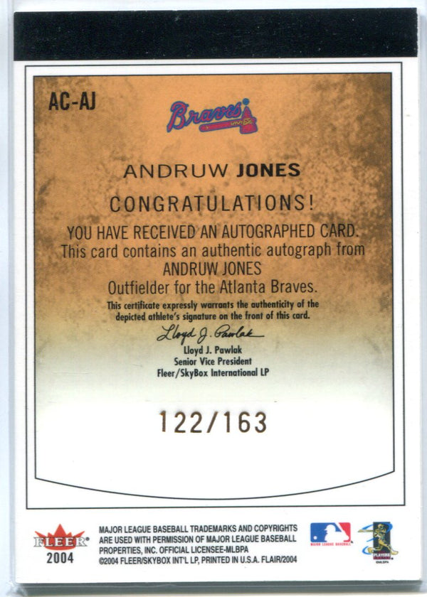 Andruw Jones 2004 Fleer Autographed Card #122/163
