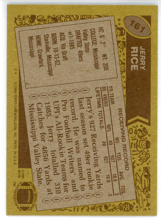 Jerry Rice 1986 Topps Rookie Card #161