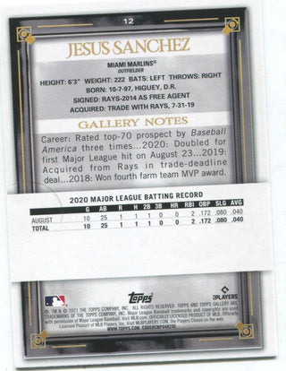 2021 Topps Gallary Jesus Sanchez Rookie Card #12
