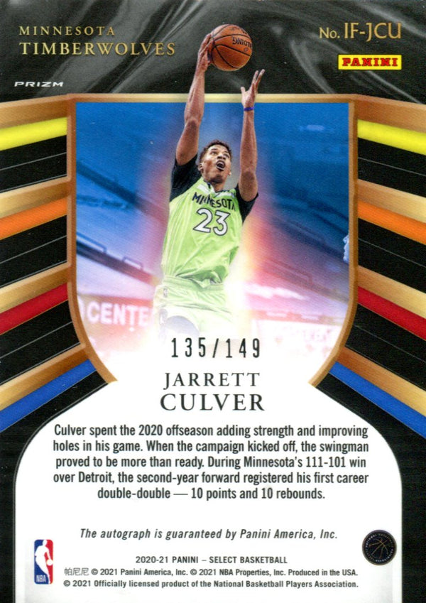 Jarrett Culver 2020 Panini Select In Flight Autographed Card 135/149 #IF-JCU