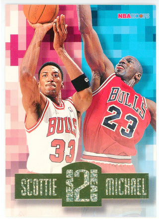 Michael Jordan & Scottie Pippen 1996 NBA Hoops Head 2 Head Card #HH2