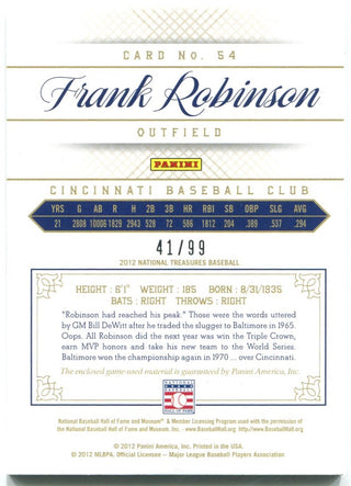 Frank Robinson National Treasures Bat Card 41/99