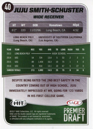 Juju Smith-Schuster 2018 Sage HIT Premier Draft Rookie Card