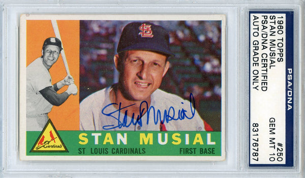 Stan Musial Autographed 1960 Topps Card #250 (PSA)
