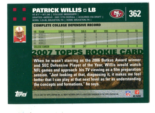 Patrick Willis 2007 Topps #362 RC